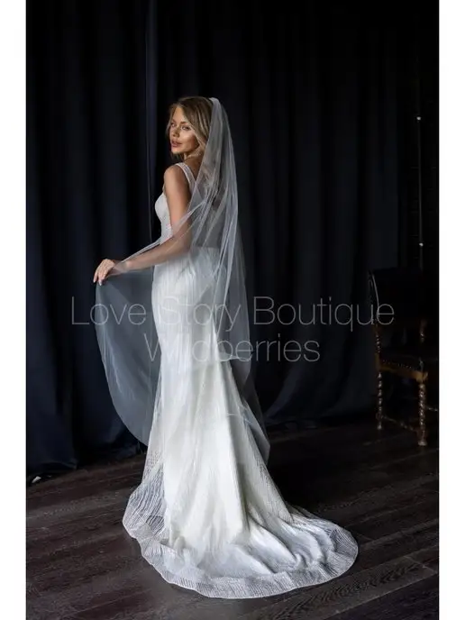 Love Story Boutique Фата свадебная длинная 170 см, белый