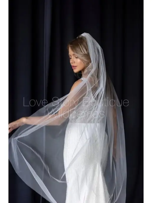 Love Story Boutique Фата свадебная длинная 170 см, белый, фото 2