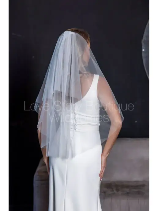 Love Story Boutique Фата свадебная двухслойная из еврофатина, белый, фото 3