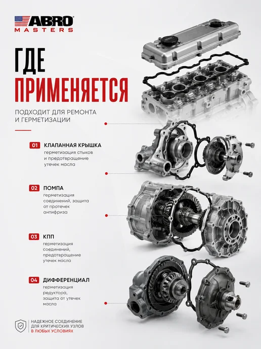ABRO MASTERS Герметик черный силикон авто прокладок, черный, фото 5