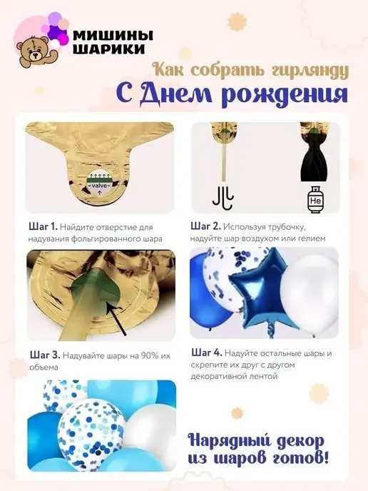 Мишины Шарики Воздушные шары фотозона на день рождения, голубой, фото 7