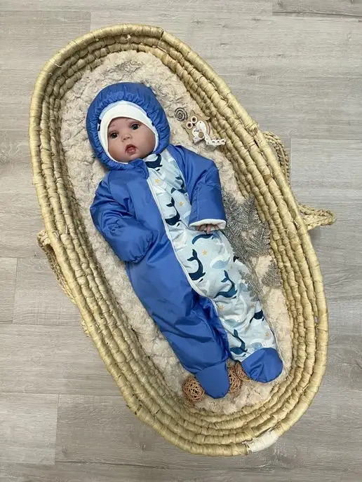 Мама и я Конверт на выписку новорожденного зимний, голубой, фото 3
