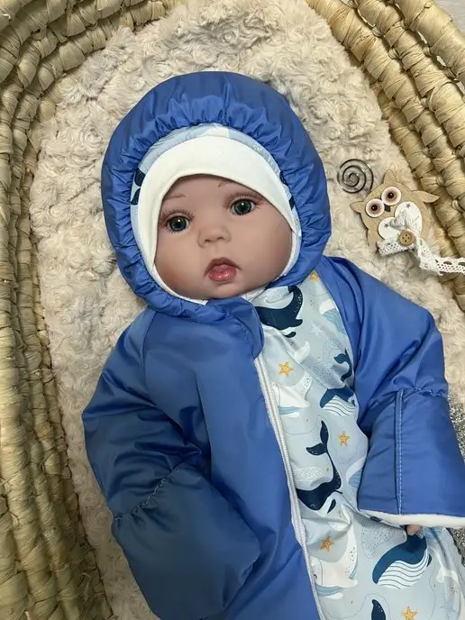 Мама и я Конверт на выписку новорожденного зимний, голубой, фото 4