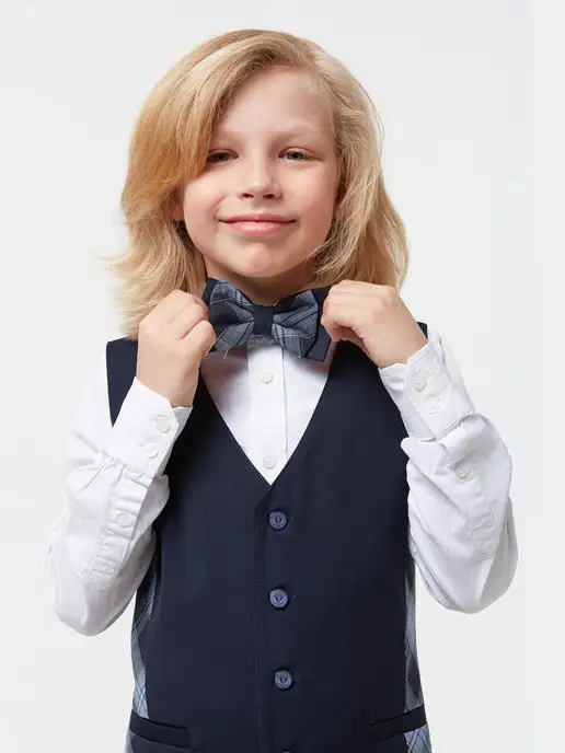 SENS FASHION Галстук бабочка школьный голубая клетка, голубой, фото 6