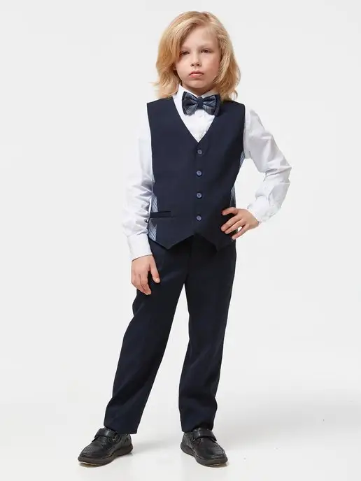 SENS FASHION Галстук бабочка школьный голубая клетка, голубой, фото 7