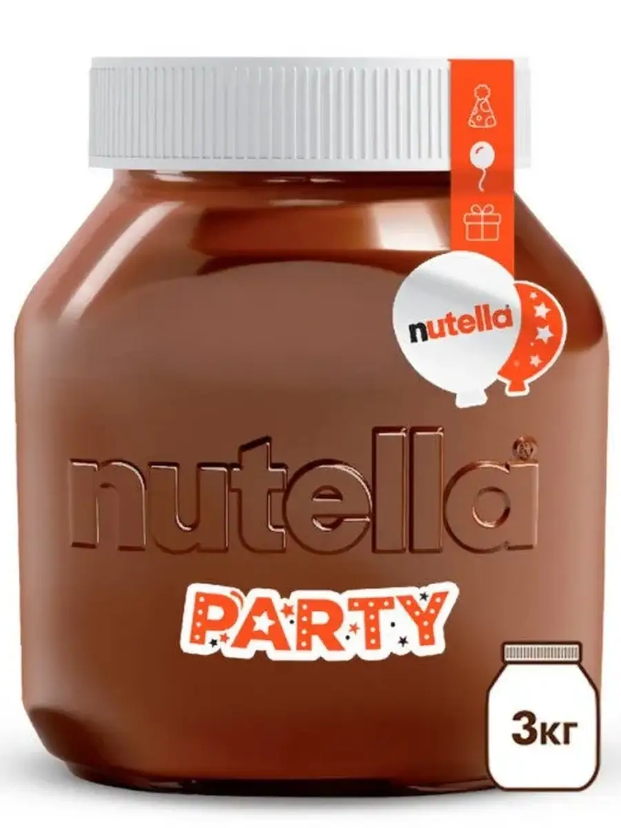 Ореховая паста Нутелла в стеклянной банке Party edition, 3кг Nutella  54004430 купить в интернет-магазине Wildberries