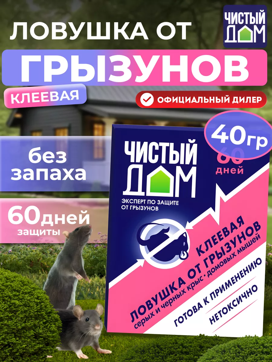 Клей от грызунов - готовая ловушка, 40 г Чистый дом 54056261 купить за 223  ₽ в интернет-магазине Wildberries