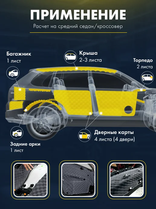 DreamCar Technology Акустический поролон самоклеящийся, вариант, фото 4