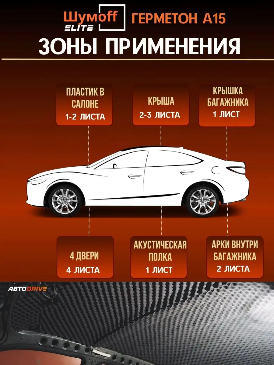 Акустический поролон и шумоизоляция авто Герметон А15 - 2л. Шумофф 54255094  купить за 3 382 ₽ в интернет-магазине Wildberries