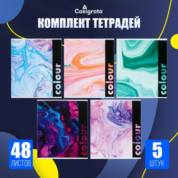 Комплект тетрадей 5 штук, 48 листов в клетку