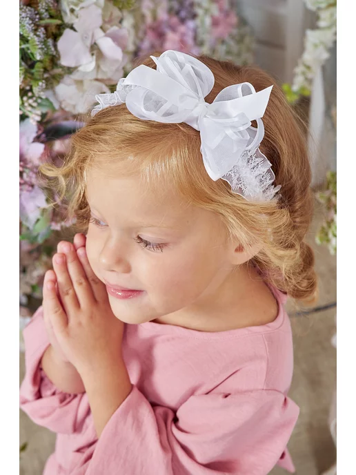 Baby's joy Повязка на голову для малышей новорожденных, белый, фото 4