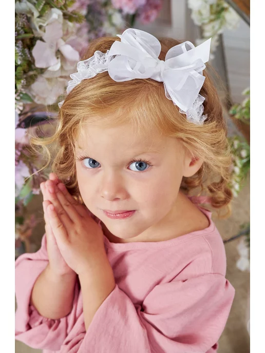 Baby's joy Повязка на голову для малышей новорожденных, белый, фото 5
