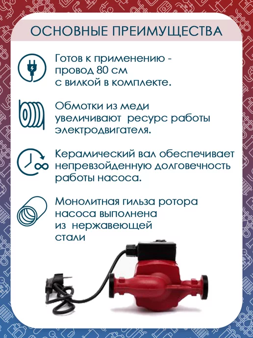 JEMIX Насос циркуляционный ЦН-25 6-180, вариант, фото 4