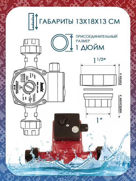 JEMIX Насос циркуляционный ЦН-25 6-180, вариант, фото 2