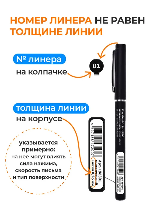 Малевичъ Линер для рисования и для скетчинга 0,9мм черный, черный, фото 6
