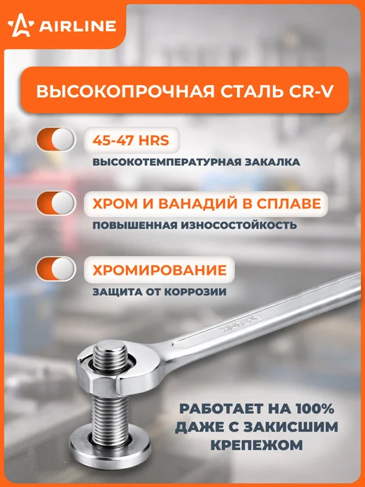 AIRLINE Ключ рожковый 22х24мм PRO пласт.подвес, вариант, фото 3