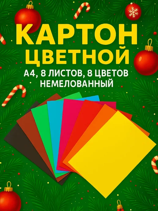 Calligrata Картон цветной А4, 8 листов, Микс, синий, фото 7
