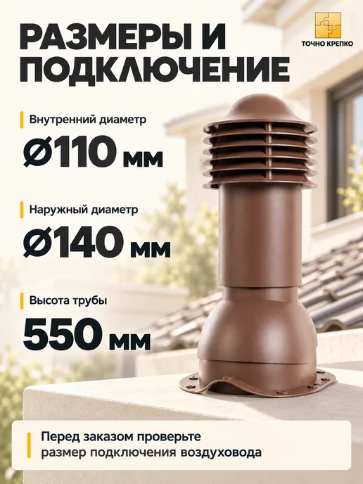 viotto Труба вентиляционная утепленная на крышу Монтеррей 110 мм, вариант, фото 3