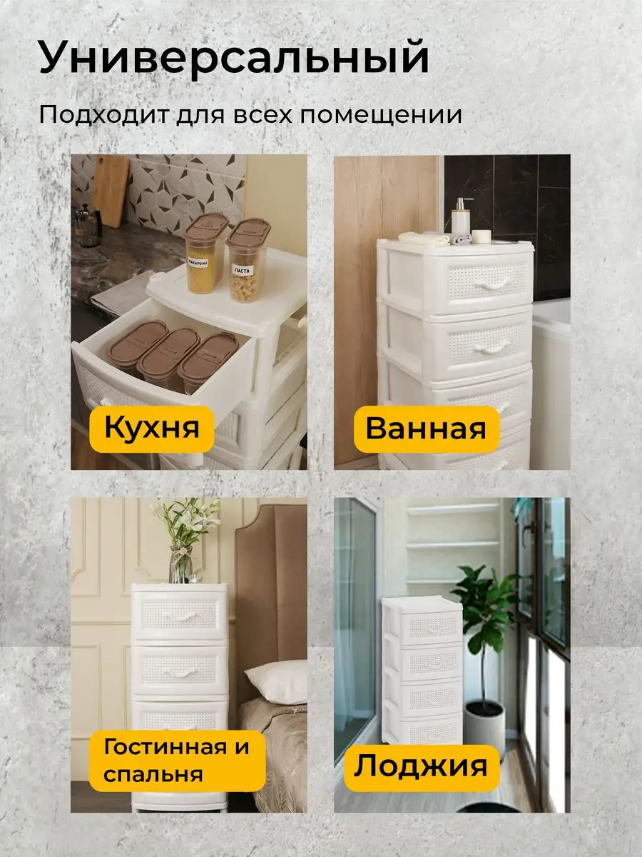 Комод белый пластиковый с ящиками для вещей прихожая ANSAR HOME 54640777  купить за 3 674 ₽ в интернет-магазине Wildberries