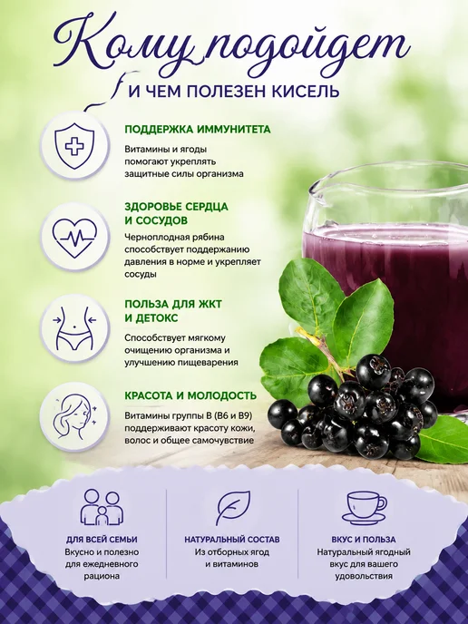 АлтайФлора Кисель черноплодно-рябиновый витаминизированный 1 кг, 1 кг, фото 2
