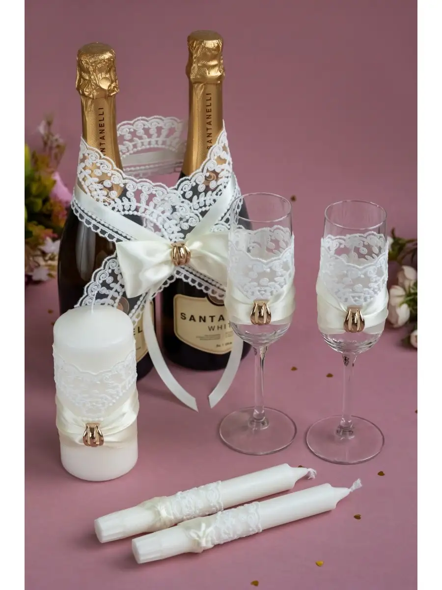 Свадебные Бокалы Шампанское Бантик 2 шт - ✔Купить в магазине Кактус
