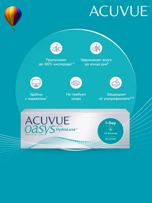 ACUVUE Линзы Oasys 1 Day однодневные 30 шт 9.0 -4.00, 30 шт, фото 2