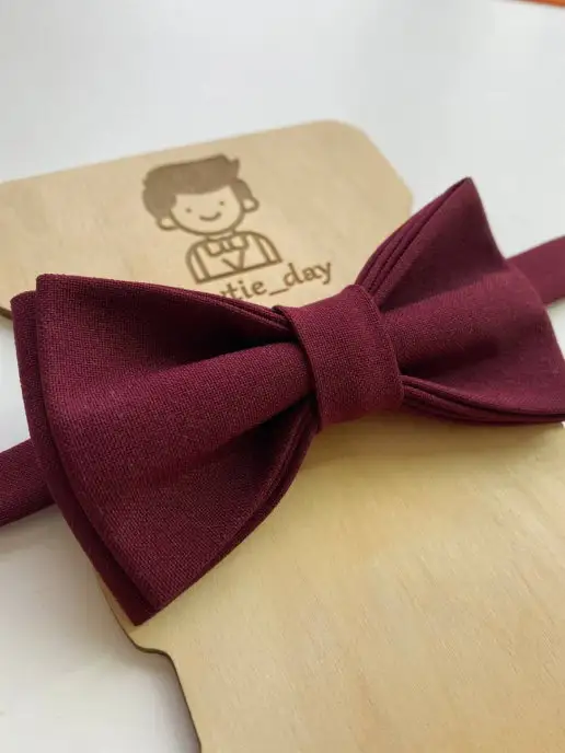 Bowtie__day Галстук бабочка бордовая мужская женская, красный, фото 3