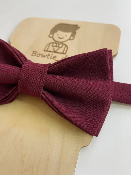 Bowtie__day Галстук бабочка бордовая мужская женская, красный, фото 4
