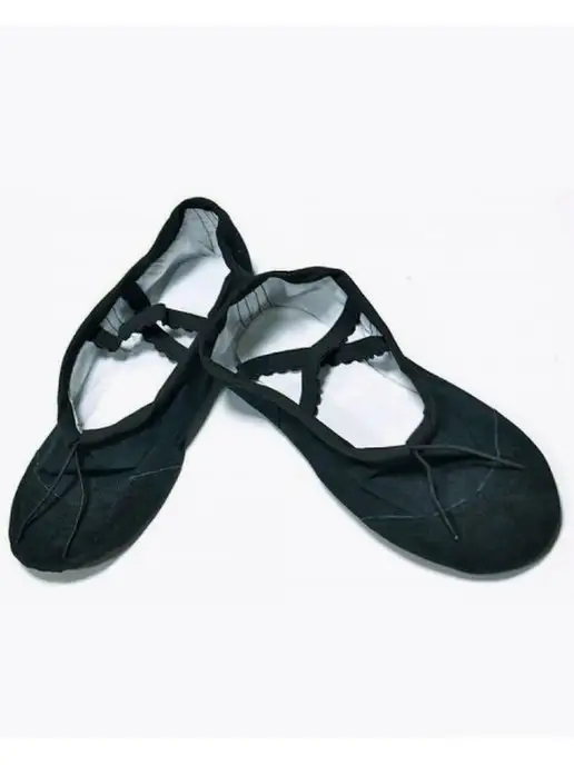 Dinastia Dance Shop балетки для девочек мальчиков для танцев хлопок черные в сад, черный, фото 5