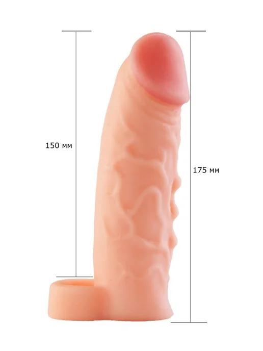 LOVETOY (А-Полимер) Фаллоудлинитель неоскин с кольцом Next Size L, бежевый, фото 7