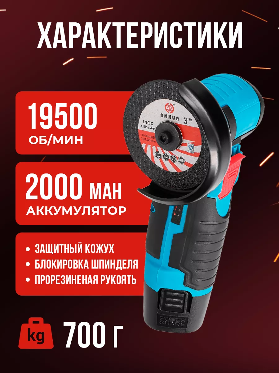 Аккумуляторная шлифовальная машинка, болгарка WITSE 55264218 купить за 2  094 ₽ в интернет-магазине Wildberries