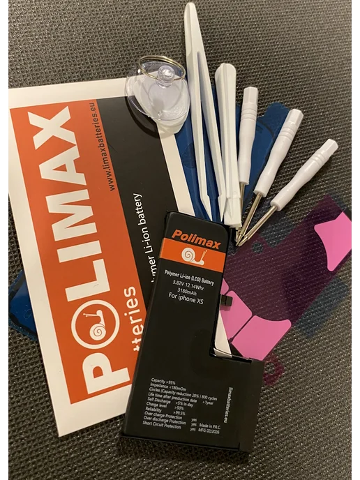 Polimax batteries Аккумулятор iPhone X усиленный, XS усиленный с комплектом, фото 2