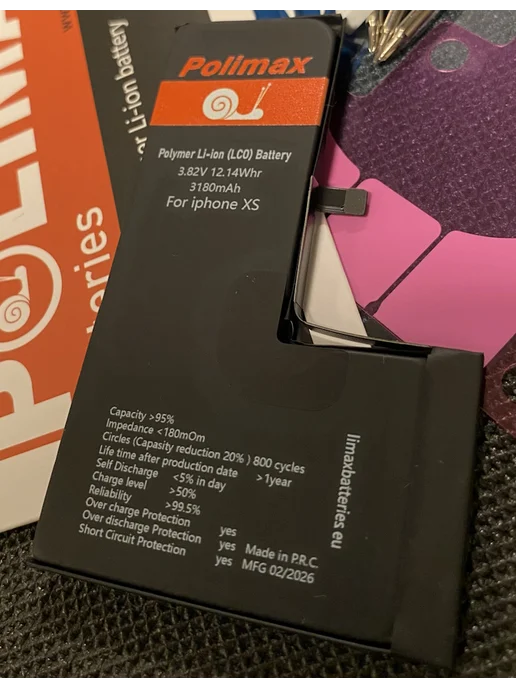 Polimax batteries Аккумулятор iPhone X усиленный, XS усиленный с комплектом, фото 4