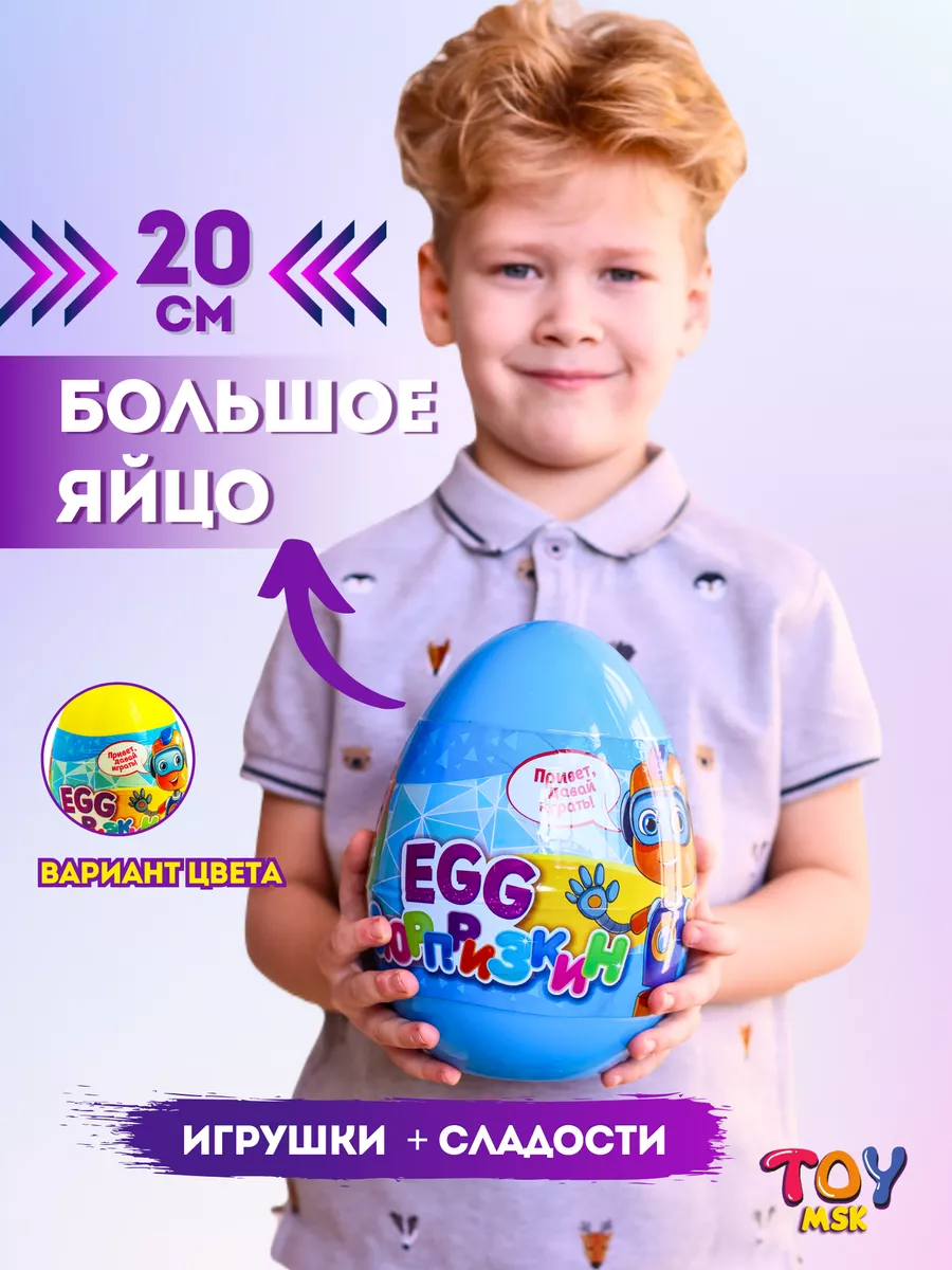 Большое яйцо с игрушкой сюрприз для детей, 20 см TOY MSK 55591475 купить за  358 ₽ в интернет-магазине Wildberries