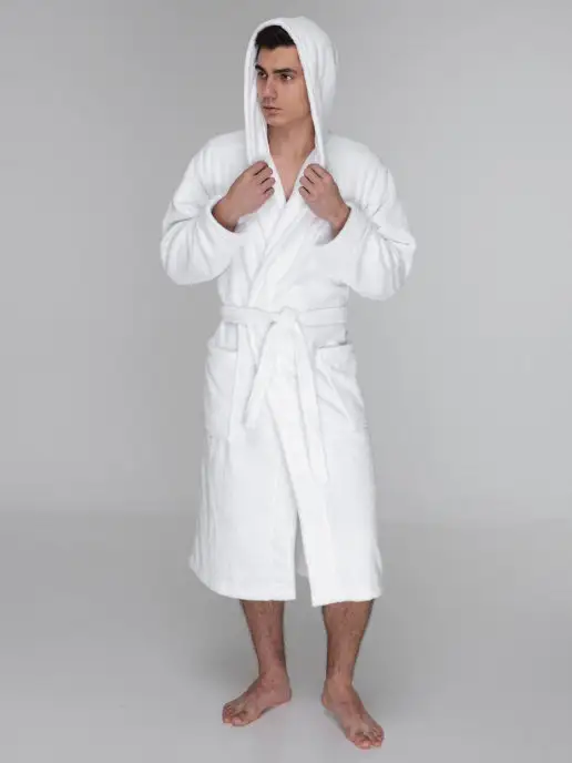 SENIY House of cotton Халат махровый с капюшоном, белый