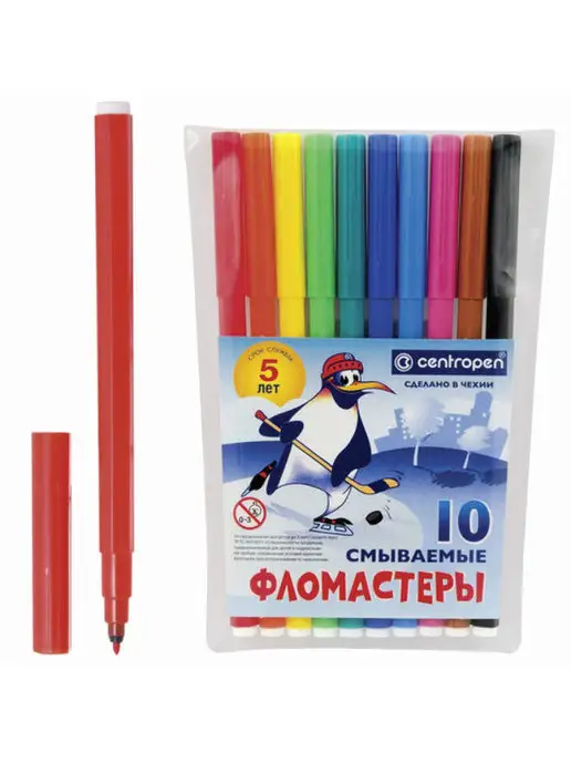 CENTROPEN Фломастеры смываемые 10 цветов, 10 цв., фото 2