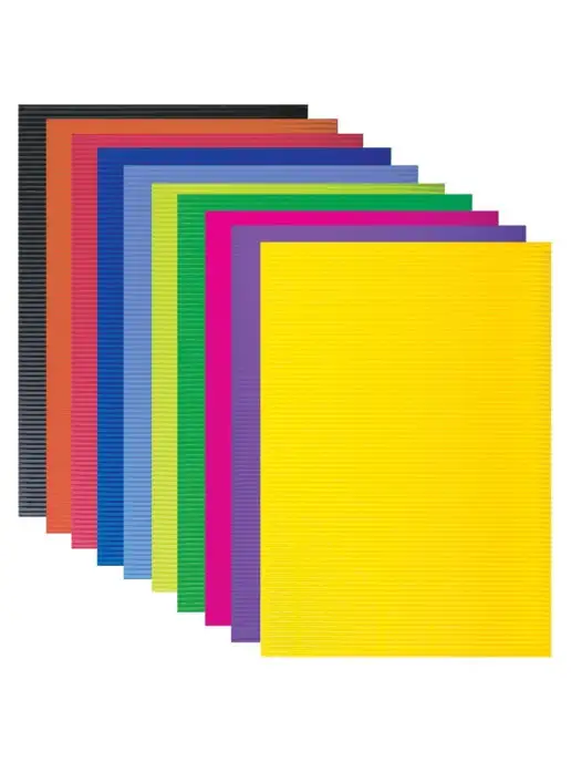 Lux-Paper Картон цветной А4 ГОФРИРОВАННЫЙ, 10 листов 10 цветов 180г м2, 10 цв., 180 г, фото 2