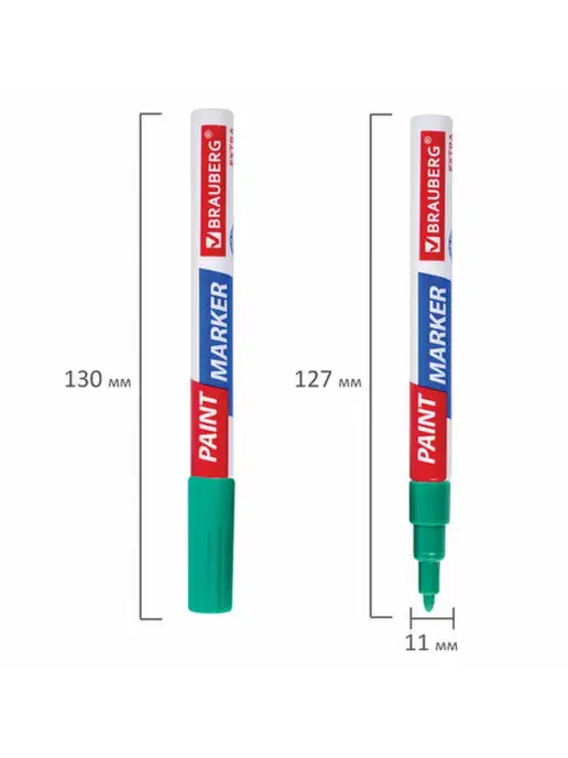 Brauberg Маркер-краска лаковый paint marker 2 мм зеленый 2 штуки, зеленый, фото 4