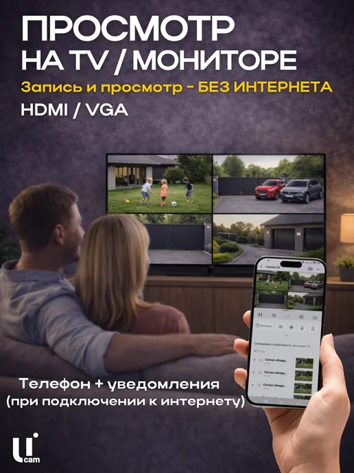Ucam Система видеонаблюдения 12 проводных камер FullHd, белый, фото 4