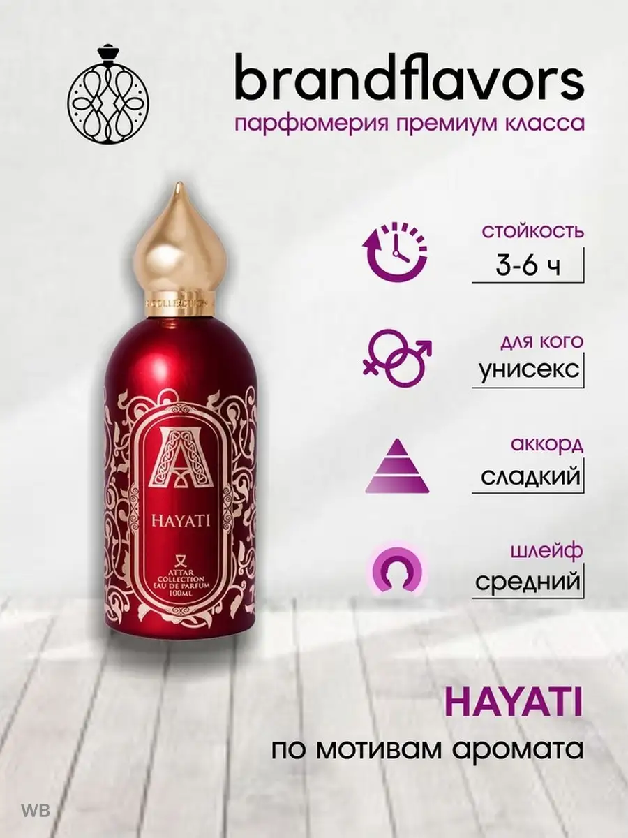 Парфюмерная вода Attar Collection Hayati, Духи унисекс Аттар Хаяти 100 мл  аналог, премиум реплика BrandFlavors 55973770 купить в интернет-магазине  Wildberries