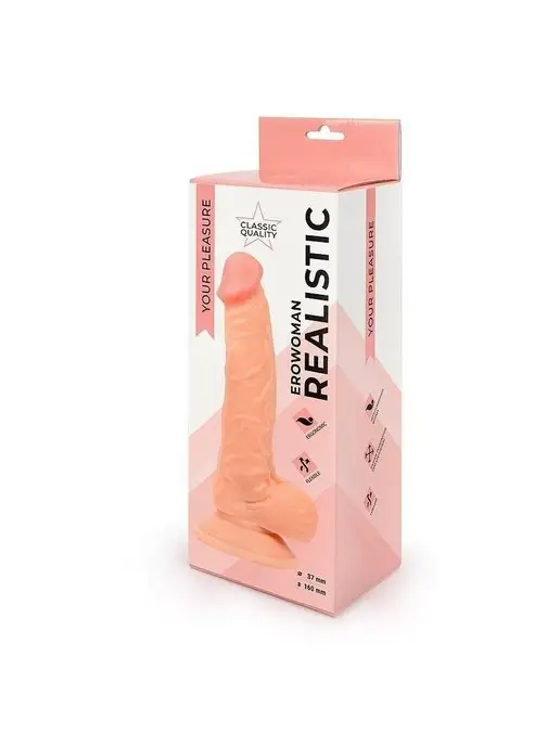 Bior toys Реалистичный телесный фаллоимитатор Erowoman на присоске, бежевый, фото 6