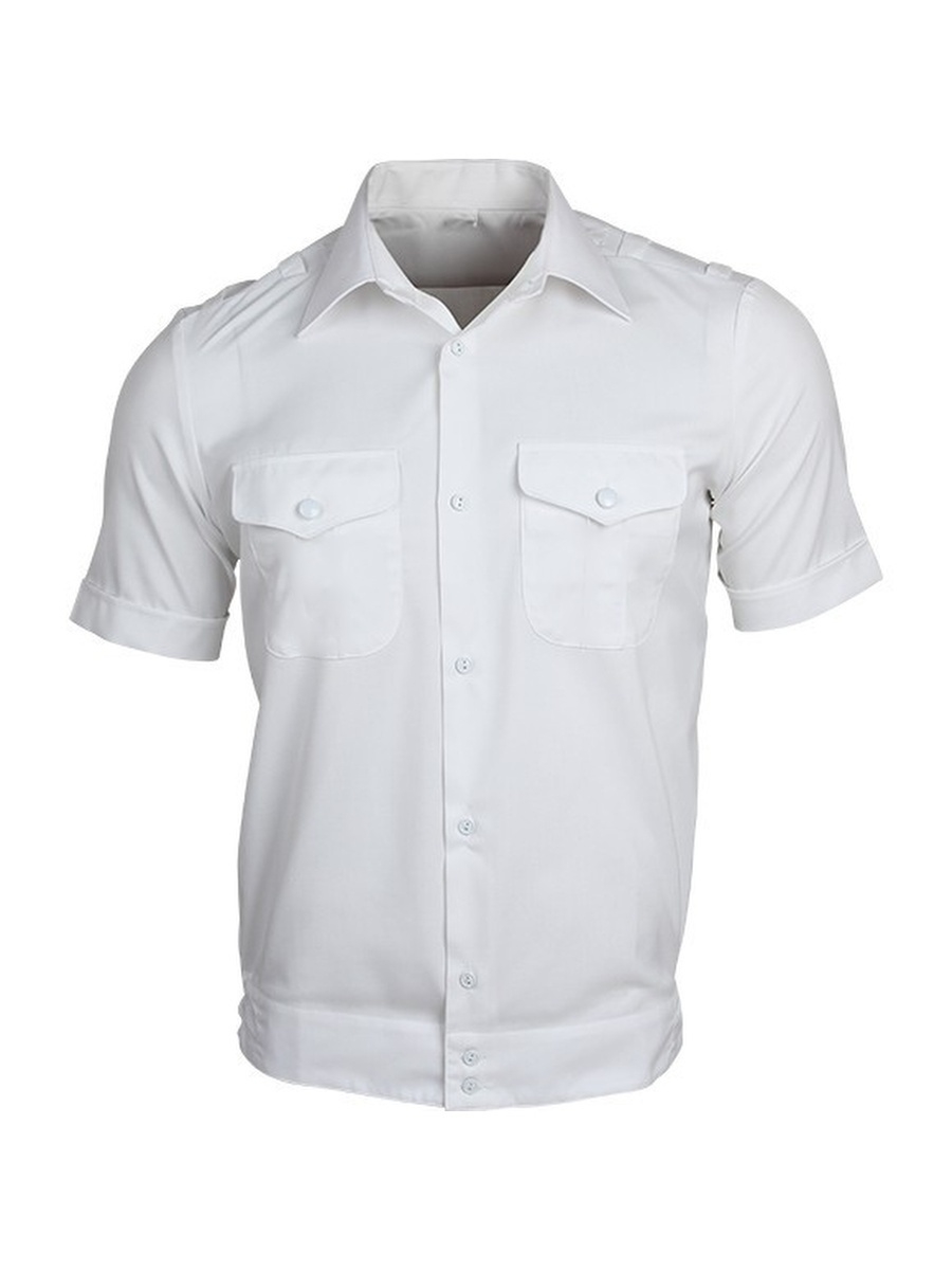 Белая форменная рубашка с коротким рукавом мужская