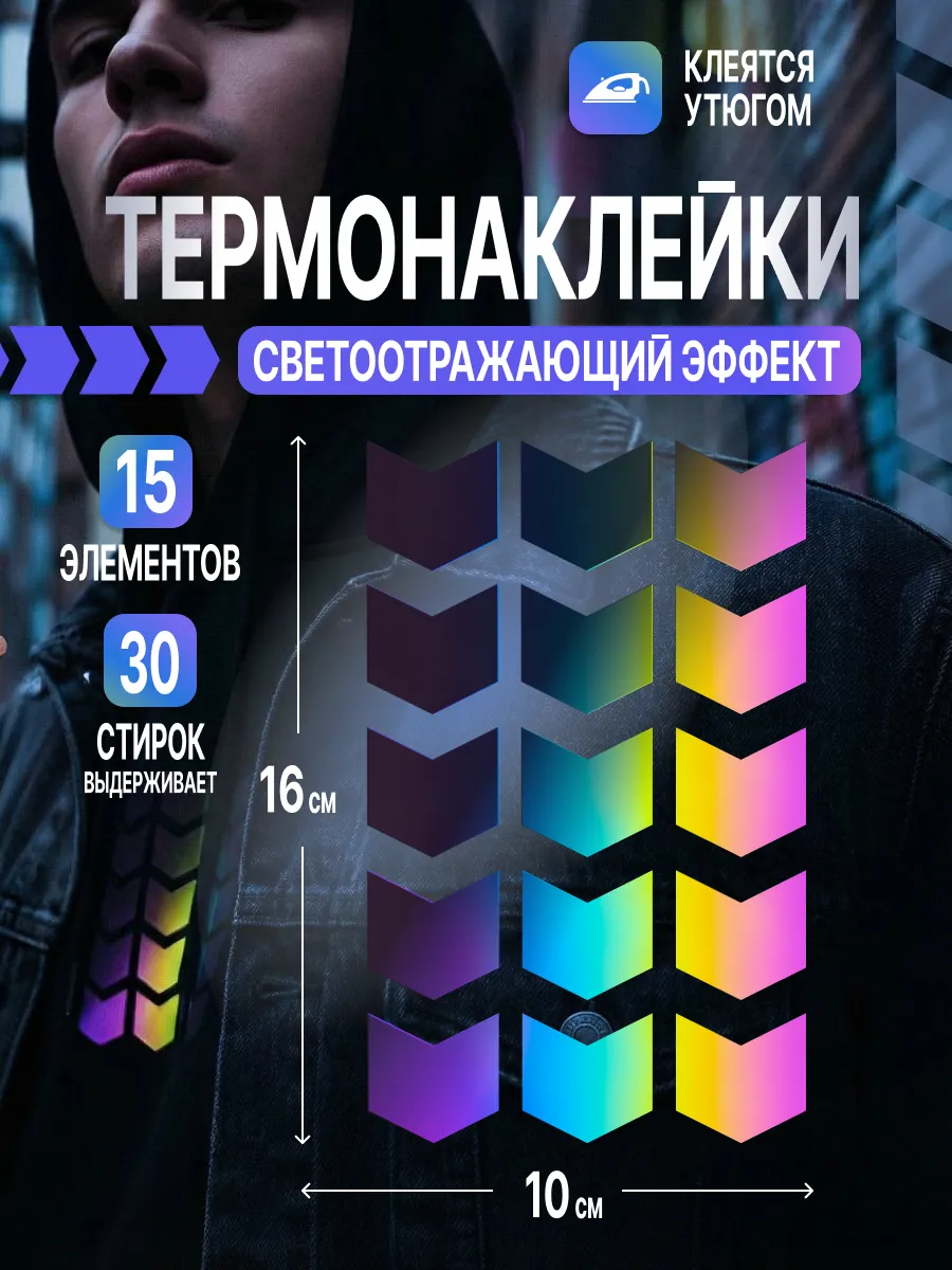 Светоотражающие наклейки на одежду термонаклейка