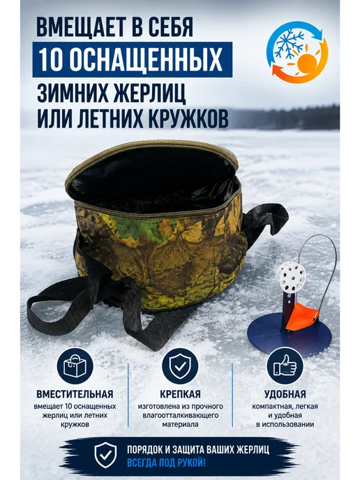 Blue Magiс Сумка для жерлиц для зимней рыбалки с 1 отделением, 10 шт, фото 4