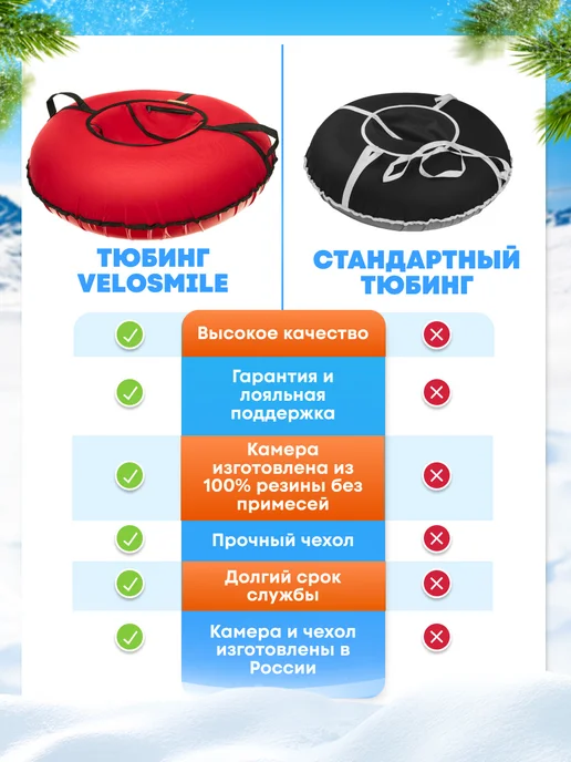 VeloSmile Ватрушка-Тюбинг для катания зимняя 120см, вариант, фото 7