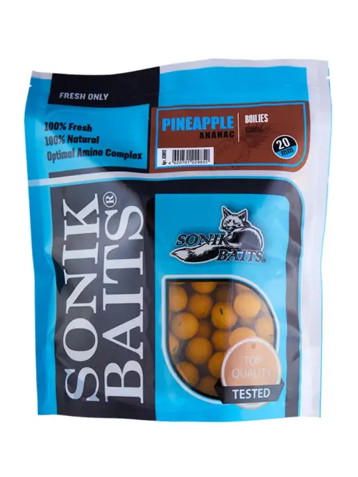 Sonik Baits Бойлы тонущие вареные 20 мм, Ананас, пакет 1000 гр, 1 кг