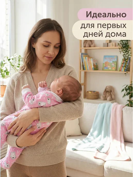 Мукоша Кофточки для новорожденных на кнопках 3 штуки, розовый, фото 4