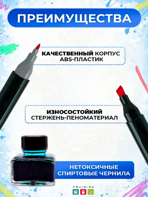 ZaraMarket Набор двусторонних фломастеров для скетчинга - 24 штук, черный, фото 2