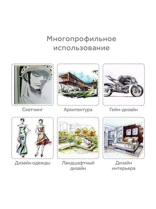 ZaraMarket Набор двусторонних фломастеров для скетчинга - 24 штук, черный, фото 4