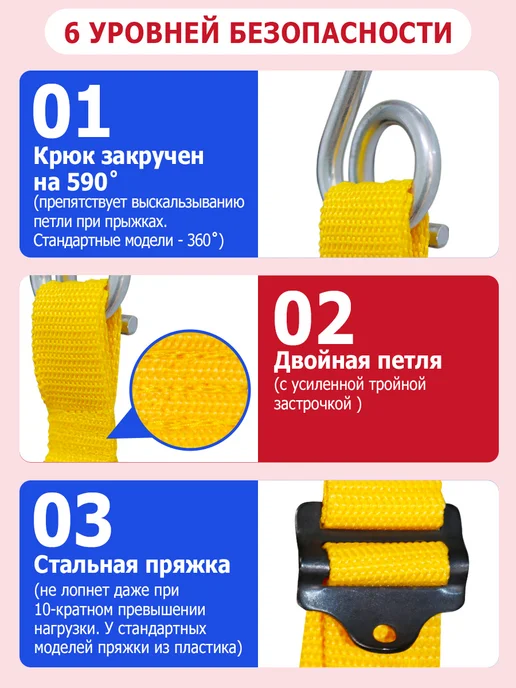 Спортбэби Прыгунки VIP с зацепом 3в1. Подвесная качель детская, красный, фото 4
